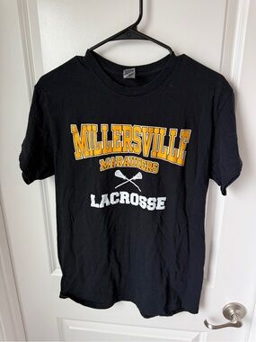 adidas Black Millersville Marauders Lacrosse Tee with Yellow Accents